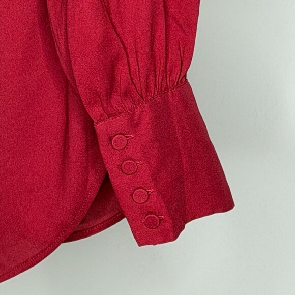 Ann Taylor Deep Red V-Neck Blouse - Picture 5 of 7